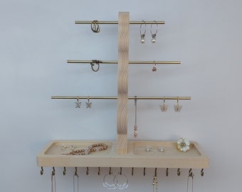 Jewelry Organizer,Wall Mount Jewelry Holder,Jewelry Storage,Jewelry Wood Hanging,Necklace Holder,Earring Holder,Ring Holder,Jewelry Stand