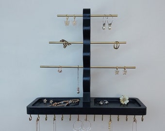 Jewelry Organizer,Wall Mount Jewelry Holder,Jewelry Storage,Jewelry Wood Hanging,Necklace Holder,Earring Holder,Ring Holder,Jewelry Stand