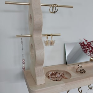 Jewelry Organizer, Wall Mount floating Jewelry Holder, Hardwood, Necklace Organizer, Earring Holder, Ring Holder, Mothers Day Gift image 3