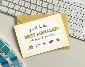 Fun promotion greeting Card for a first time manager!