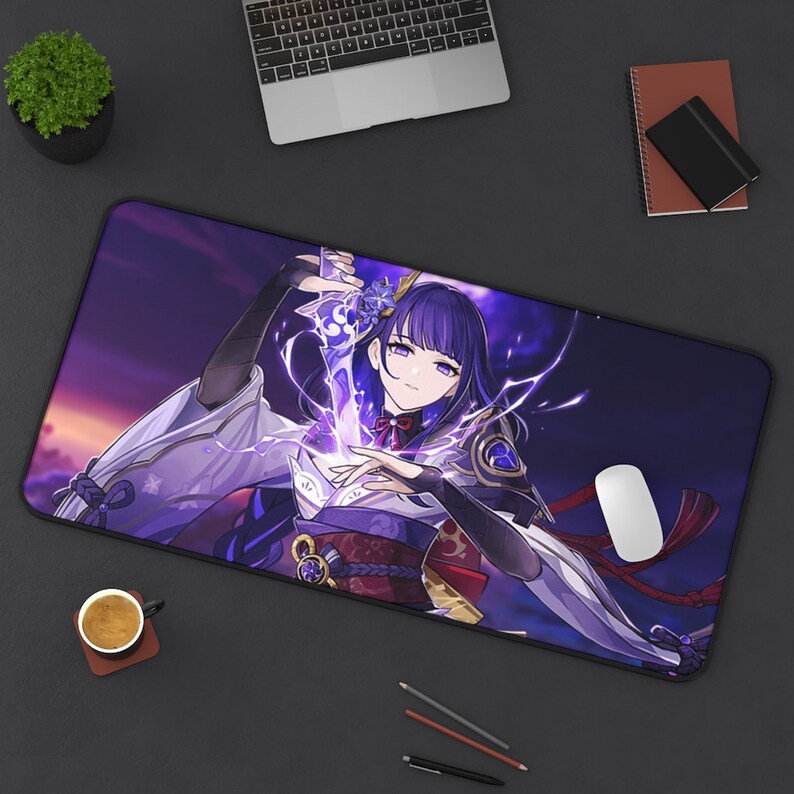 Genshin Impact Mouse Pad Desk Mat Anime Desk Mat Raiden Etsy