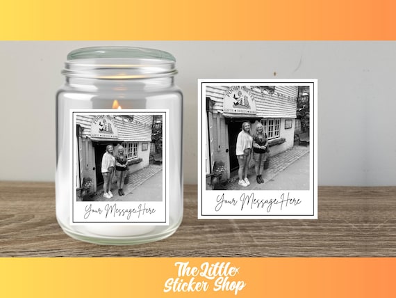 Personalised Polaroid Candle Label | Candle Sticker, Personalised Candle, Photo Candle, Photo Gift, Personalised Birthday Gift, Own Message