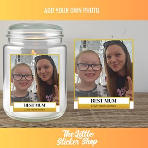 Personalised Best Mum Candle Label | Candle Sticker, Personalised Candle, Gift for Mum, Mother's Day Gift, Photo Candle, Photo Gift