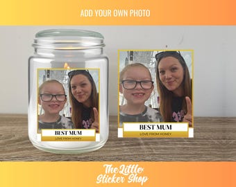 Personalised Best Mum Candle Label | Candle Sticker, Personalised Candle, Gift for Mum, Mother's Day Gift, Photo Candle, Photo Gift