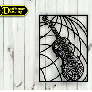 Violin Wall art  Decor vector file for laser cutting , plasma cutting  ( dxf , dwg , ai , svg  , pdf)    Metalic & Wood CNC machine!