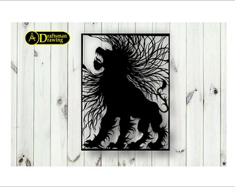 Fichier vectoriel Lion Wall art Decor pour découpe laser, découpe plasma (dxf, dwg, cdr, svg) machine CNC en métal et bois !