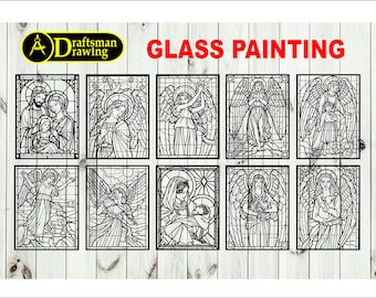 Fichiers vectoriels de décoration de peinture sur verre, CNC découpés au laser (téléchargement numérique)