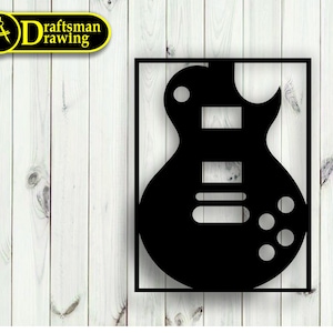 Guitar Wall art  Decor vector drawing file for laser cutting , plasma cutting  ( dxf , dwg , cdr , svg  )  Metalic & Wood CNC machine!