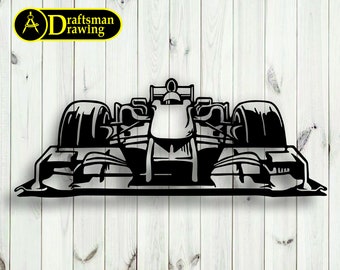 Formula Race Car Wall art  Decor vector file for laser cutting , plasma cutting  ( dxf , dwg , cdr , svg )    Metalic & Wood CNC machine