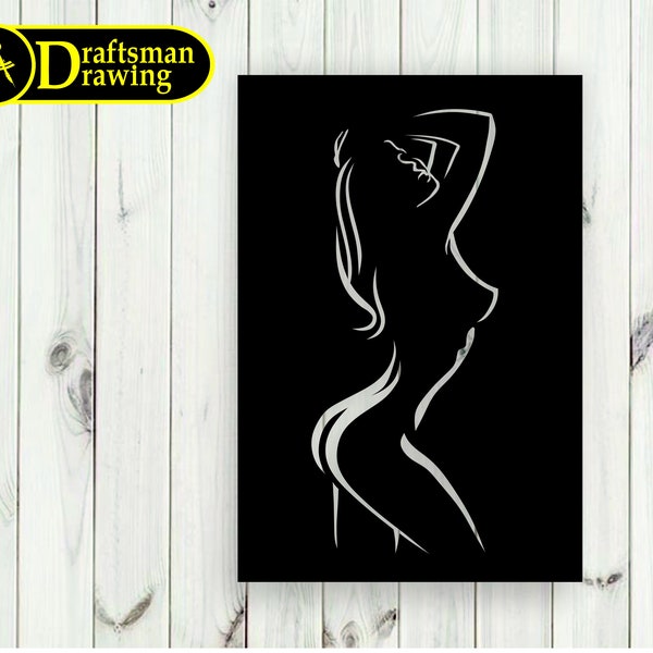 Naked Woman Wall art Decor vectorbestand voor lasersnijden, plasmasnijden (dxf, dwg, cdr, svg) Metalic & Wood CNC-machine
