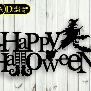 Happy Halloween Wall art Decor vector file for laser cutting , plasma cutting ( dxf , dwg , cdr , svg ) Metalic & Wood CNC machine