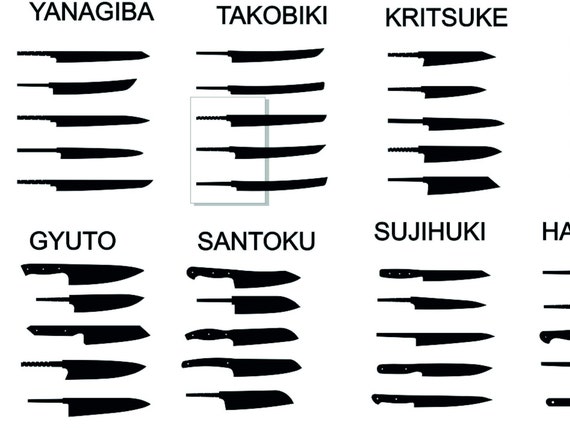 100 in 1 file.Japanese  Kitchen Knives ( Chef Knives ) blanks drawing file for laser cutting, plasma cutting  ( dxf , dwg , svg , ai , cdr )