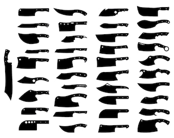 40 in 1 file. Blade cleaver knife blanks drawing file for laser , plasma and waterjet cutting ( dxf , dwg , svg , ai , cdr)