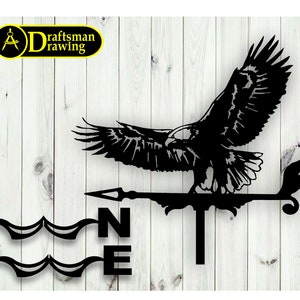 American Eagle Weathervane Vector Drawing File For Laser , Plasma Cutting ( dxf , dwg , svg ,cdr )Metalic & Wood CNC machine!