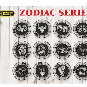 Seria horoskopów zodiaku Dekoracja ścienna plik wektorowy do cięcia laserowego, cięcia plazmowego (dxf, dwg, cdr, svg) Metal i drewno CNC