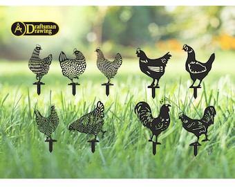 Rooster Garden Stakes, Laser Cut Vector Files (dxf, dwg, cdr, svg)