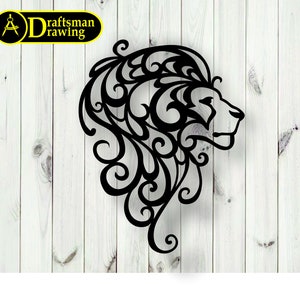 Lion With Pattern Wall art  Decor vector file for laser cutting , plasma cutting  ( dxf , dwg , cdr , svg )    Metalic & Wood CNC machine!