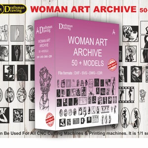 Woman Art Bundle Digitaal bestand voor lasersnijden, plasmasnijden (dxf, dwg, cdr, svg) Metalic & Wood CNC-machine!