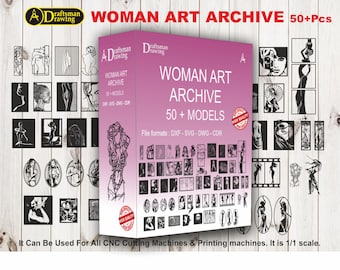 Lot d'oeuvres d'art femme Fichier numérique pour découpe laser, découpe plasma (dxf, dwg, cdr, svg) machine CNC en métal et bois !