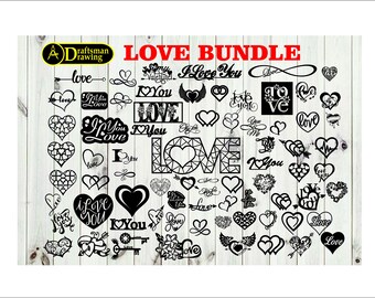 Saint-Valentin amour Bundle Wall art déco fichier vectoriel pour découpe laser, découpe plasma (dxf, dwg, cdr, svg) métal et bois