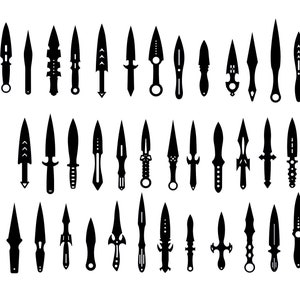50 in 1 file.Blade throwing knife blanks drawing file for laser cutting, plasma cutting  and waterjet cutting ( dxf , dwg , svg , ai , cdr)