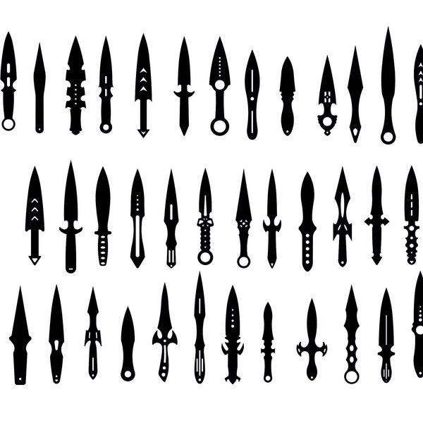 Ebauches de couteaux de lancer, 50 en 1, fichiers découpés au laser (dxf, dwg, svg, ai, cdr)