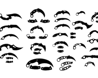24-in-1 Karambit Knife Blanks, Laser Cut Files (dxf, dwg, svg, ai, cdr)
