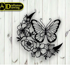 Moon Butterfly Wall art  Decor vector file for laser cutting , plasma cutting  ( dxf , dwg , cdr , svg )  Metalic & Wood CNC machine!