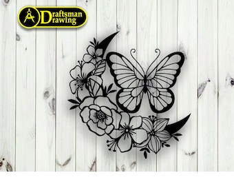 Moon Butterfly Wall art  Decor vector file for laser cutting , plasma cutting  ( dxf , dwg , cdr , svg )  Metalic & Wood CNC machine!