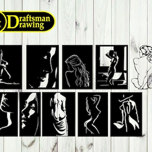 Woman Silhouette (10 pcs) Wall Art Pack  Decorvector file for laser cutting , plasma cutting  ( dxf , dwg , ai , cdr , svg )   CNC machine!