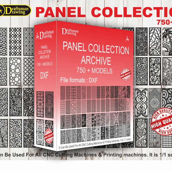 Pattern  Panel  Collection, Clean Drawing File For CNC Laser ,  Plasma , Router and Waterjet Cutting ( dxf  file) (750+ pcs)