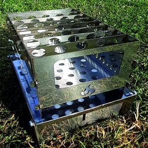 Estufa de caja de fuego acampar Estufa de leña portátil plegable, Estufa de campamento BBQ Archivo de dibujo  Plasma (dxf, dwg, svg, ai,cdr)