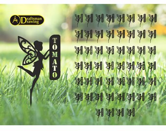 Fée herbes légumes fruits piquets de jardin fichier de dessin vectoriel de haute qualité pour la découpe laser (dxf, dwg, cdr, svg) 52 pièces