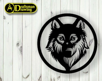 Wolf Wall Clock vector drawing file for laser cutting , plasma cutting( dxf , dwg , cdr , svg )Metalic & Wood CNC machine!