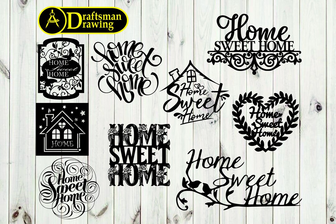 Home Sweet Home Laser Cut Files, CNC Vector Art (svg, Dxf, Dwg, Cdr) - Etsy