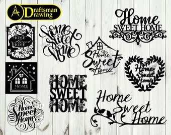 Home Sweet Home Bundle (9 pcs ) High Quality vector drawing file for laser cutting , plasma cutting ( dxf , dwg , cdr , svg )