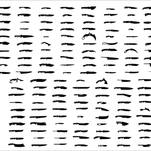 150 in 1 Datei. Blattmesserrohlinge Zeichnungsdatei zum Laserschneiden, Plasmaschneiden und Wasserstrahlschneiden (dxf, dwg, svg, ai, cdr)