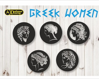 Fichier vectoriel Greek Women Wall art Decor pour la découpe laser, la découpe plasma (dxf, dwg, cdr, svg) Machine CNC métallique et bois !