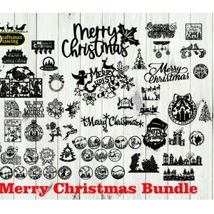 Merry Christmes Bundle, Drawing File For CNC Laser , Plasma , Router and Waterjet Cutting ( dxf , svg , dwg , cdr)