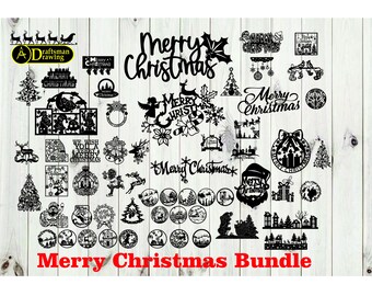 Joyeux Noël Bundle, fichier de dessin pour laser CNC, plasma, routeur et découpe au jet d'eau (dxf, svg, dwg, cdr)