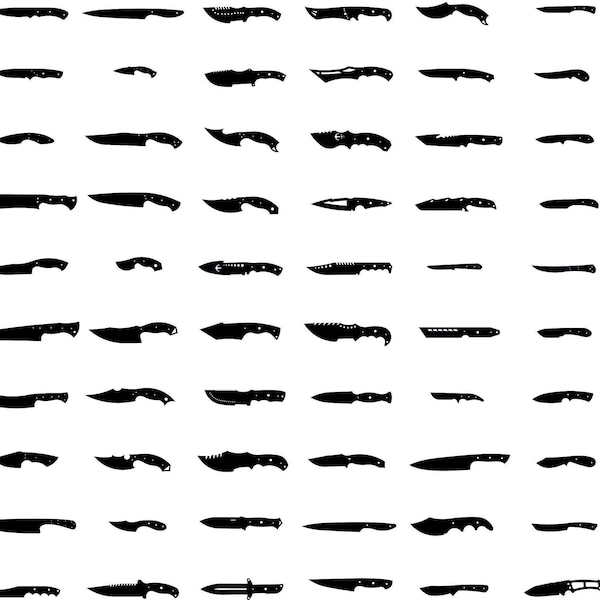 Knive set (100 in 1) (B Serias)  blanks drawing file for laser cutting, plasma cutting and waterjet cutting ( dxf , dwg , svg , ai , cdr)