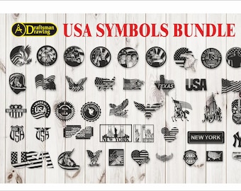 Fichier vectoriel de décoration murale Bundle de symboles américains pour la découpe laser, découpe plasma (dxf, dwg, cdr, svg) métal et bois CNC