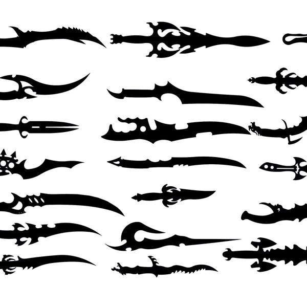 20 in 1 file.Blade fantasy  dagger blanks drawing file for laser cutting, plasma cutting  and waterjet cutting ( dxf , dwg , svg , ai , cdr)