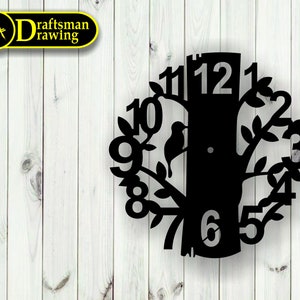 Tree Wall Clock vector drawing file for laser cutting , plasma cutting( dxf , dwg , cdr , svg )Metalic & Wood CNC machine!