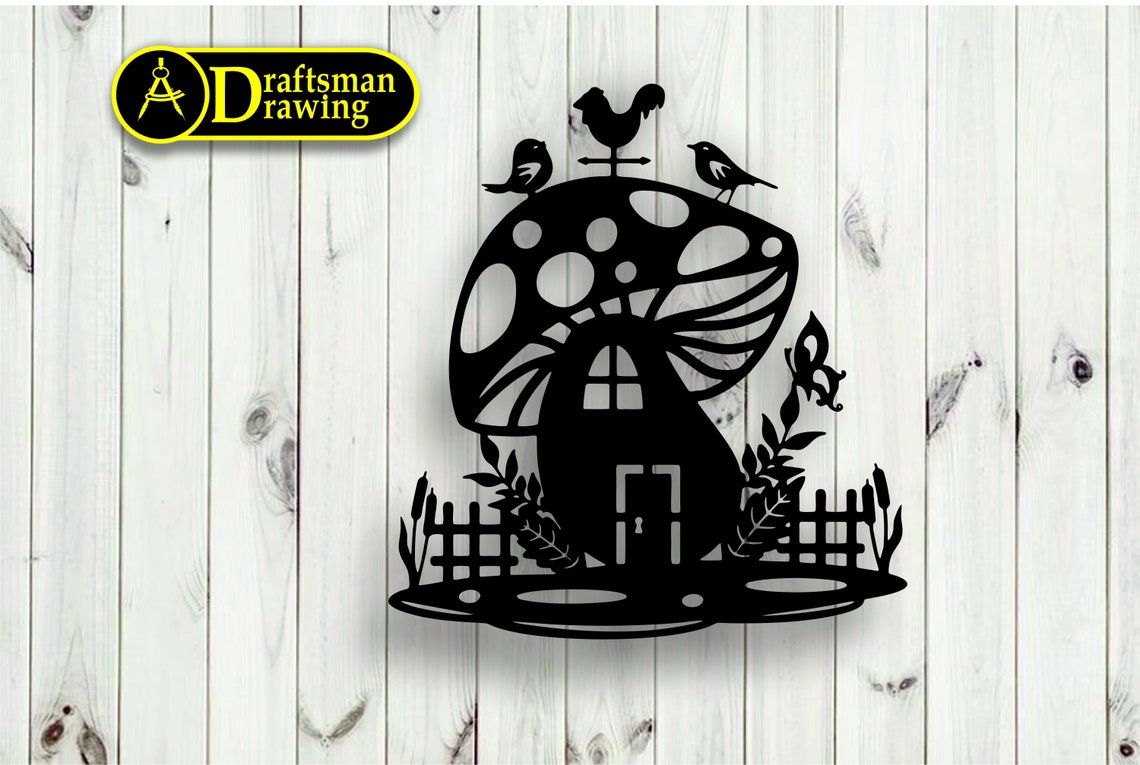 Mushroom Wall Art Decor Vector Drawing File for Laser Cutting Etsy
