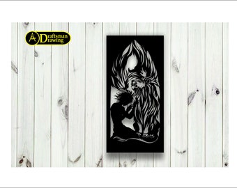 Fichier vectoriel Lion vs Man Wall art déco pour la découpe laser, découpe plasma (dxf, dwg, cdr, svg) machine CNC en métal et bois !