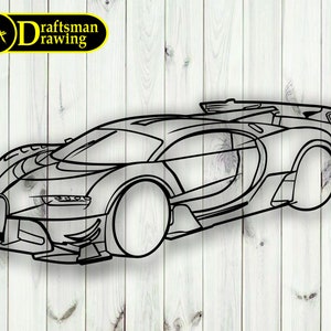 Sports Car Wall art Decor vector file for laser cutting , plasma cutting ( svg , dxf , dwg , cdr) Metalic & Wood CNC machine!