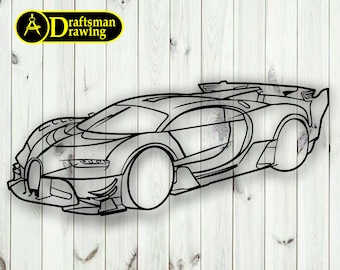 Sports Car Wall art Decor vector file for laser cutting , plasma cutting ( svg , dxf , dwg , cdr) Metalic & Wood CNC machine!