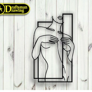 Woman One Line Wall art  Decor vector drawing file for laser cutting , plasma cutting( dxf , dwg , cdr , svg )Metalic & Wood CNC machine!
