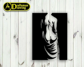 Woman Body Wall art  Decor vector drawing file for laser cutting , plasma cutting  ( dxf , dwg , cdr , svg  )  Metalic & Wood CNC machine!